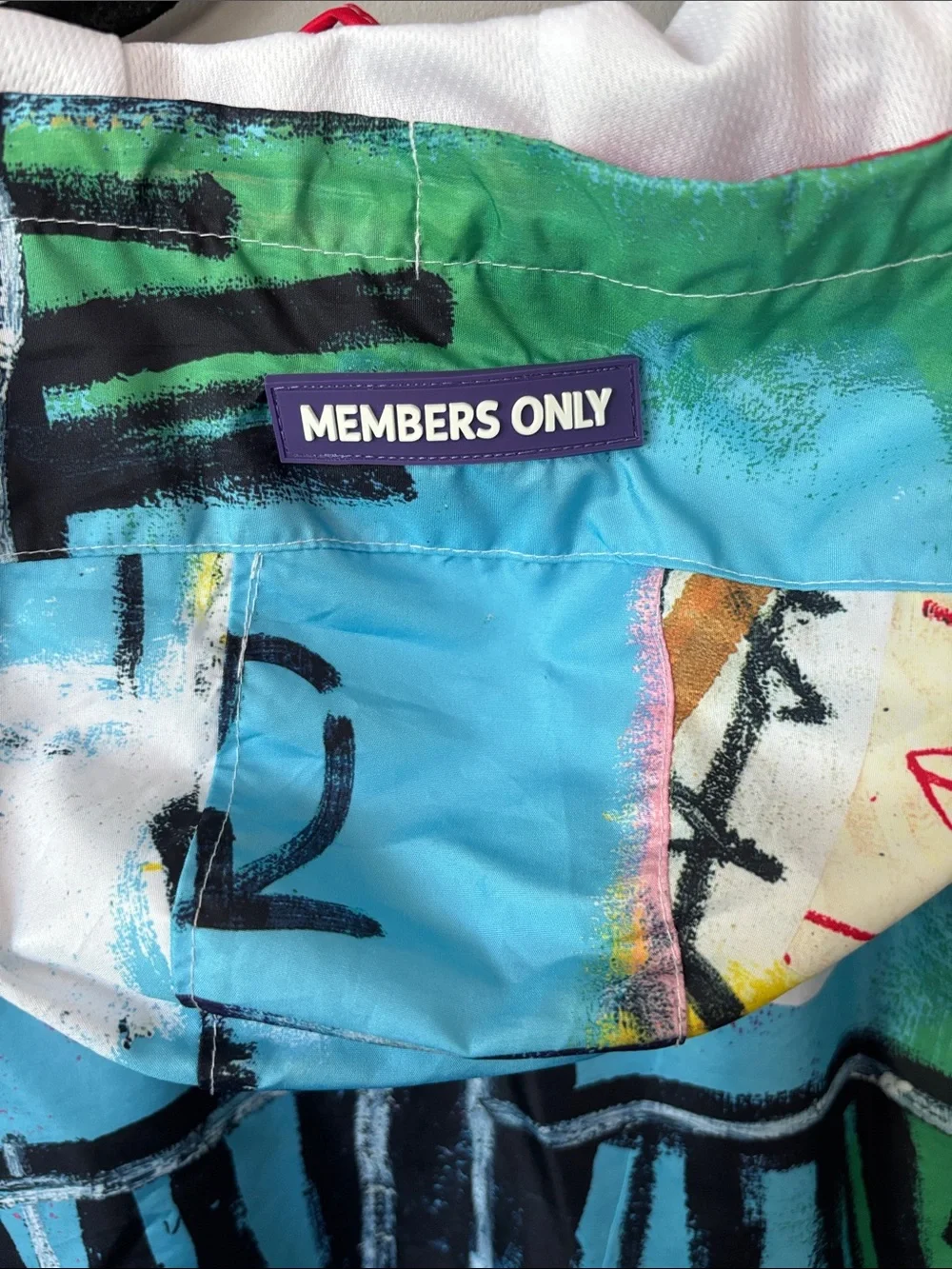 Jean-Michel Basquiat x Members Only Multi-Color Windbreaker Hooded Jacket sz L